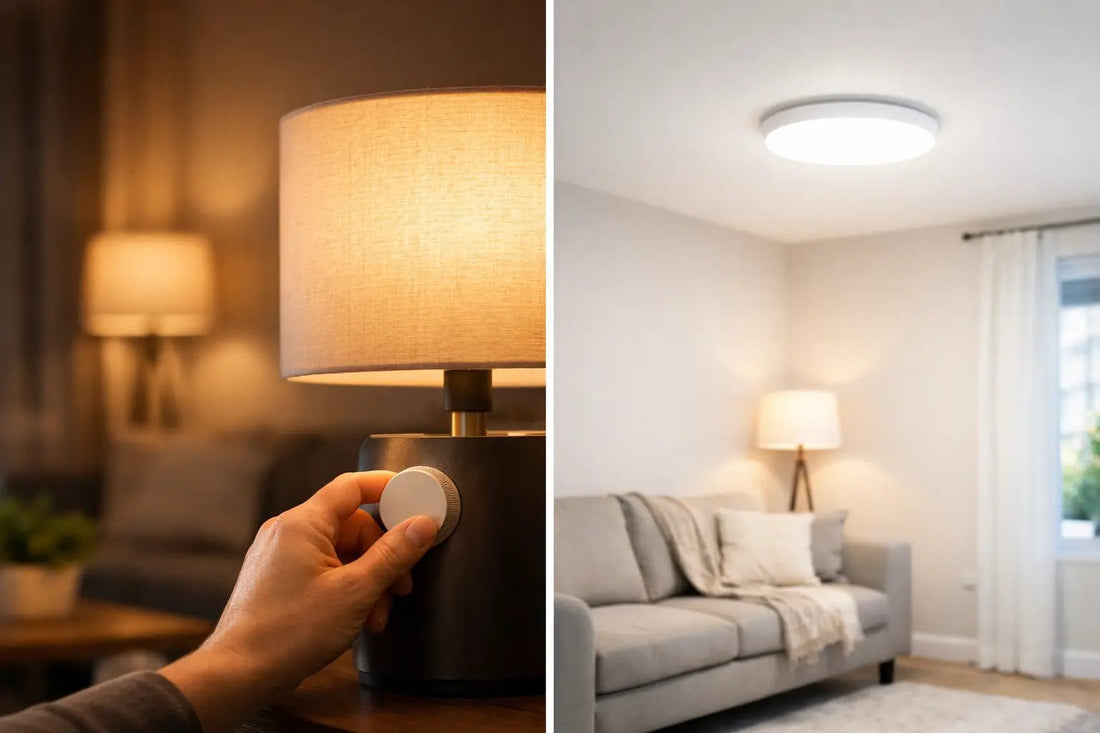 Dæmpbar lampe vs fast belysning i hjemmet - Adero Home