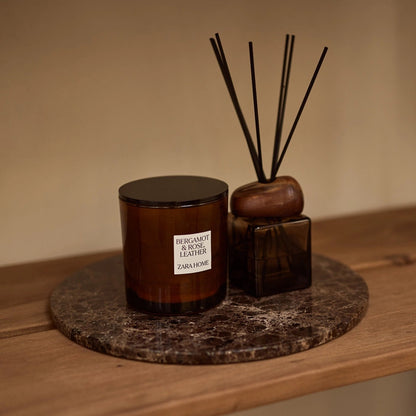 Rund marmor bakke Ø30cm - Adero Home - Brun