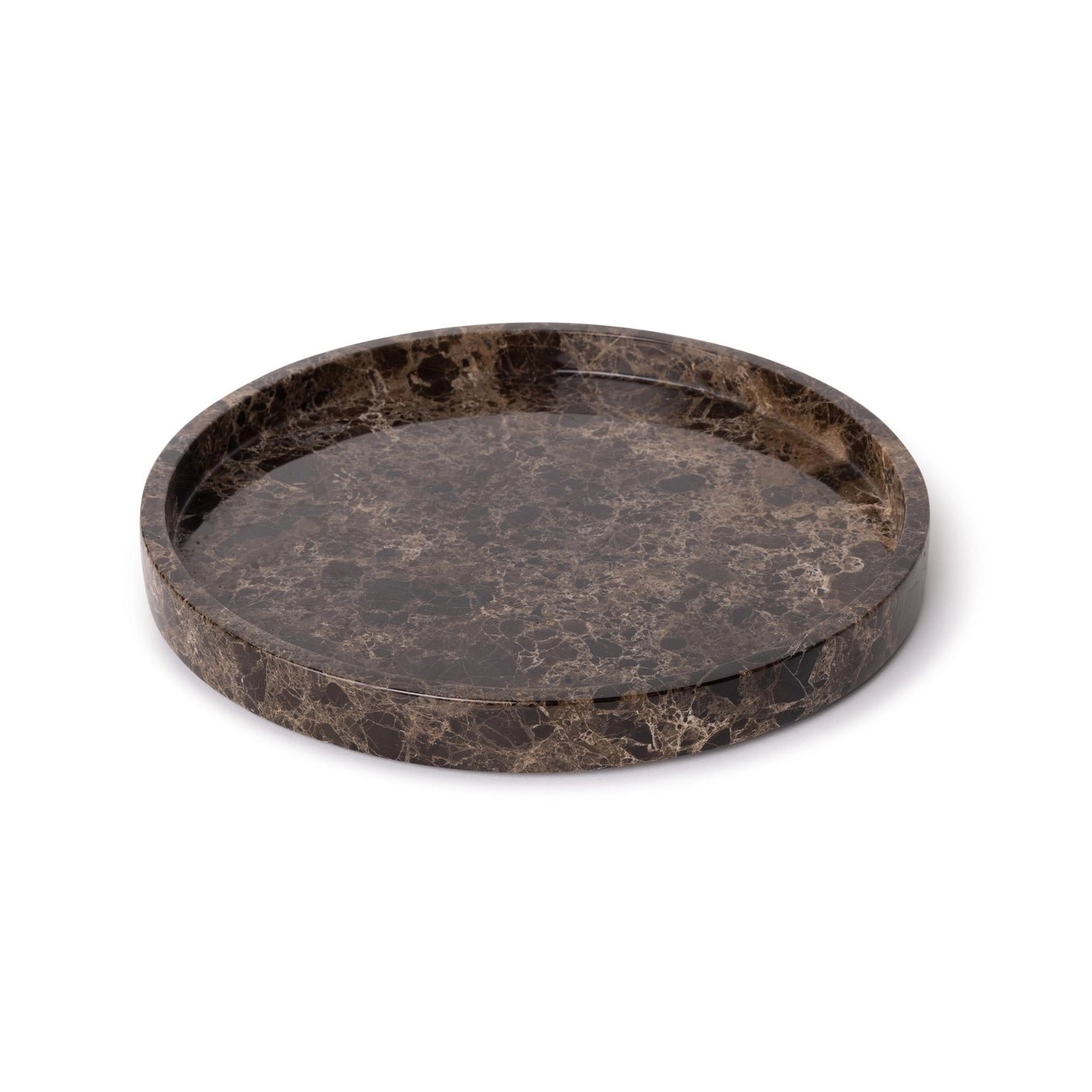 Rund marmor bakke med kant Ø30 cm - Adero Home - Brun