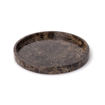 Rund marmor bakke med kant Ø30 cm - Adero Home - Brun