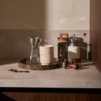 Rund marmor bakke med kant Ø30 cm - Adero Home - Brun