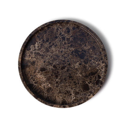 Rund marmor bakke med kant Ø30 cm - Adero Home - Brun