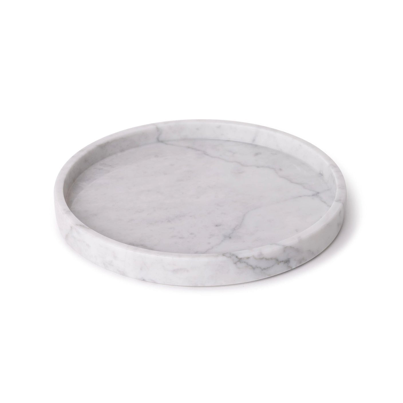 Rund marmor bakke med kant Ø30 cm - Adero Home - Hvid