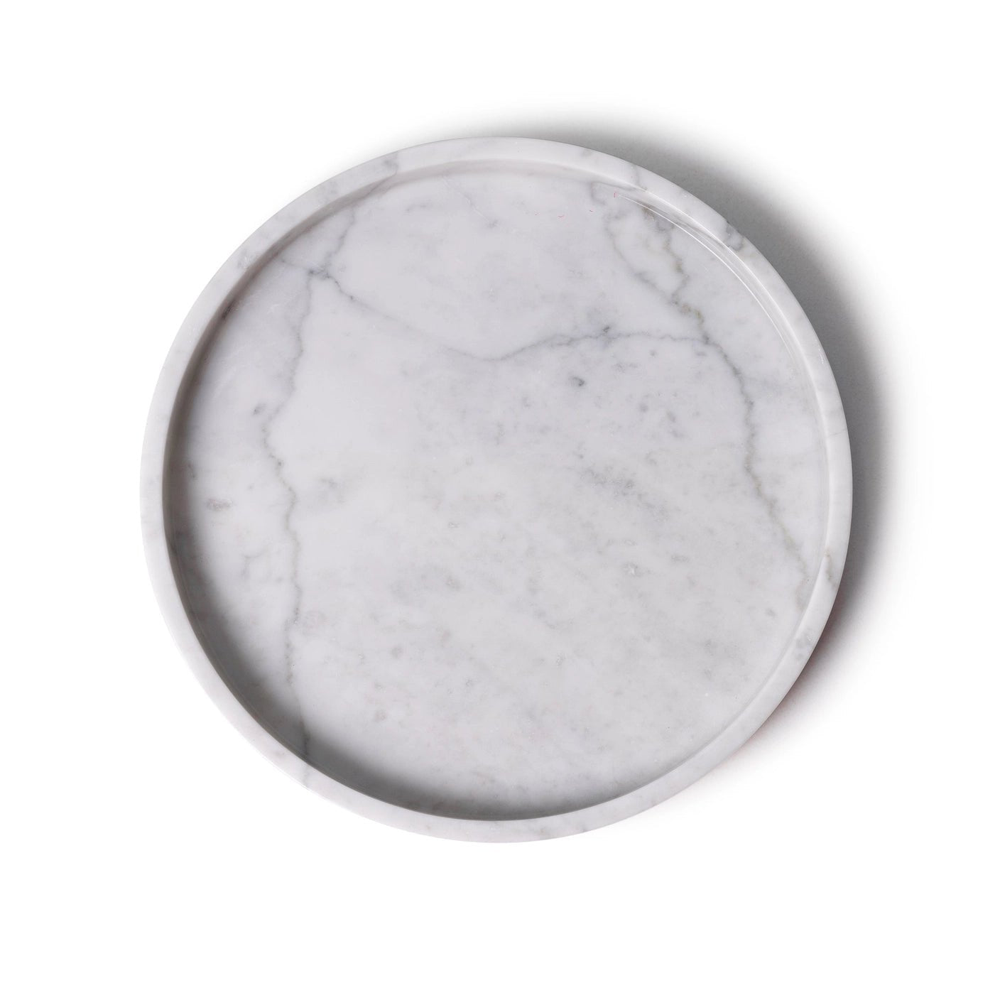 Rund marmor bakke med kant Ø30 cm - Adero Home - Hvid