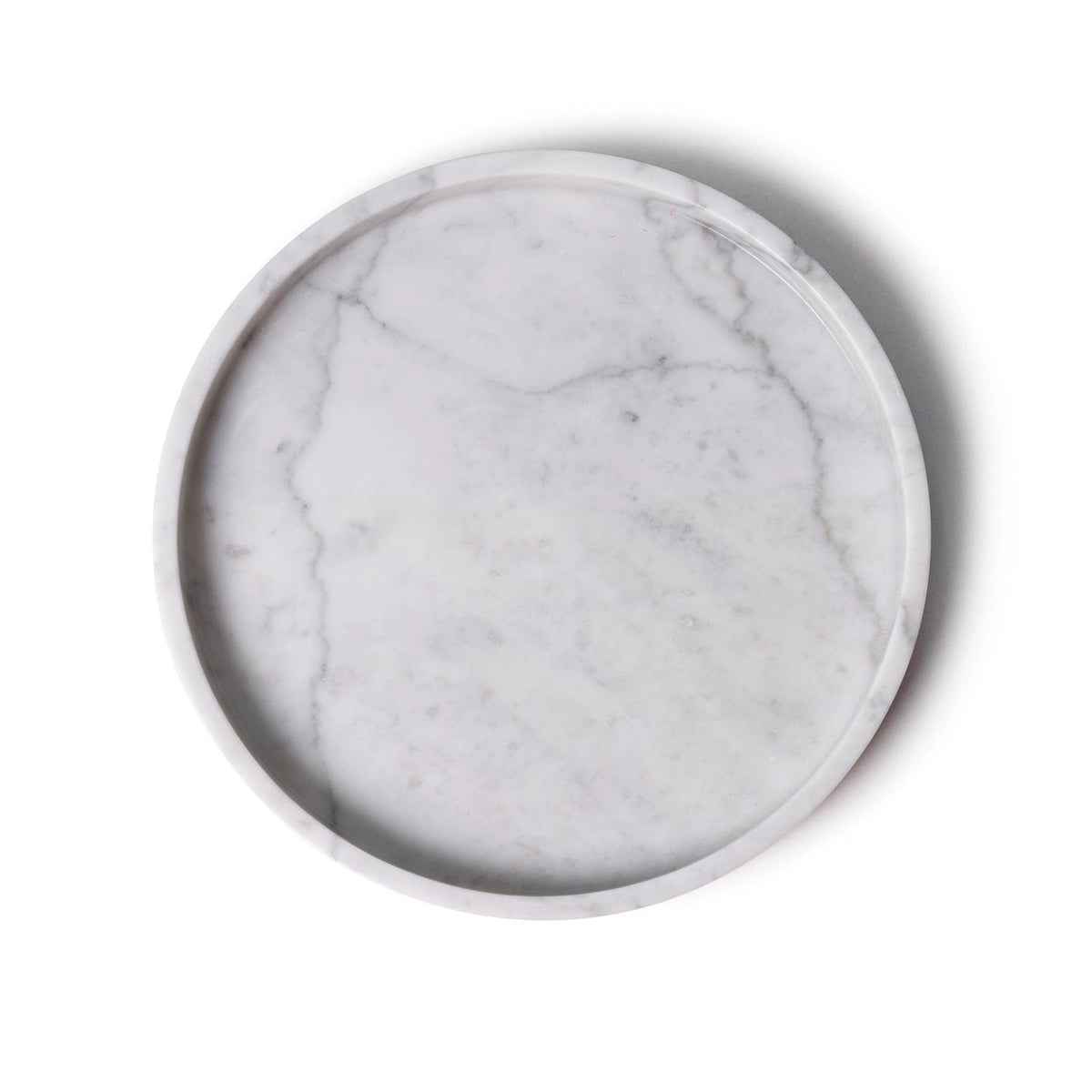 Rund marmor bakke med kant Ø30 cm - Adero Home - Hvid