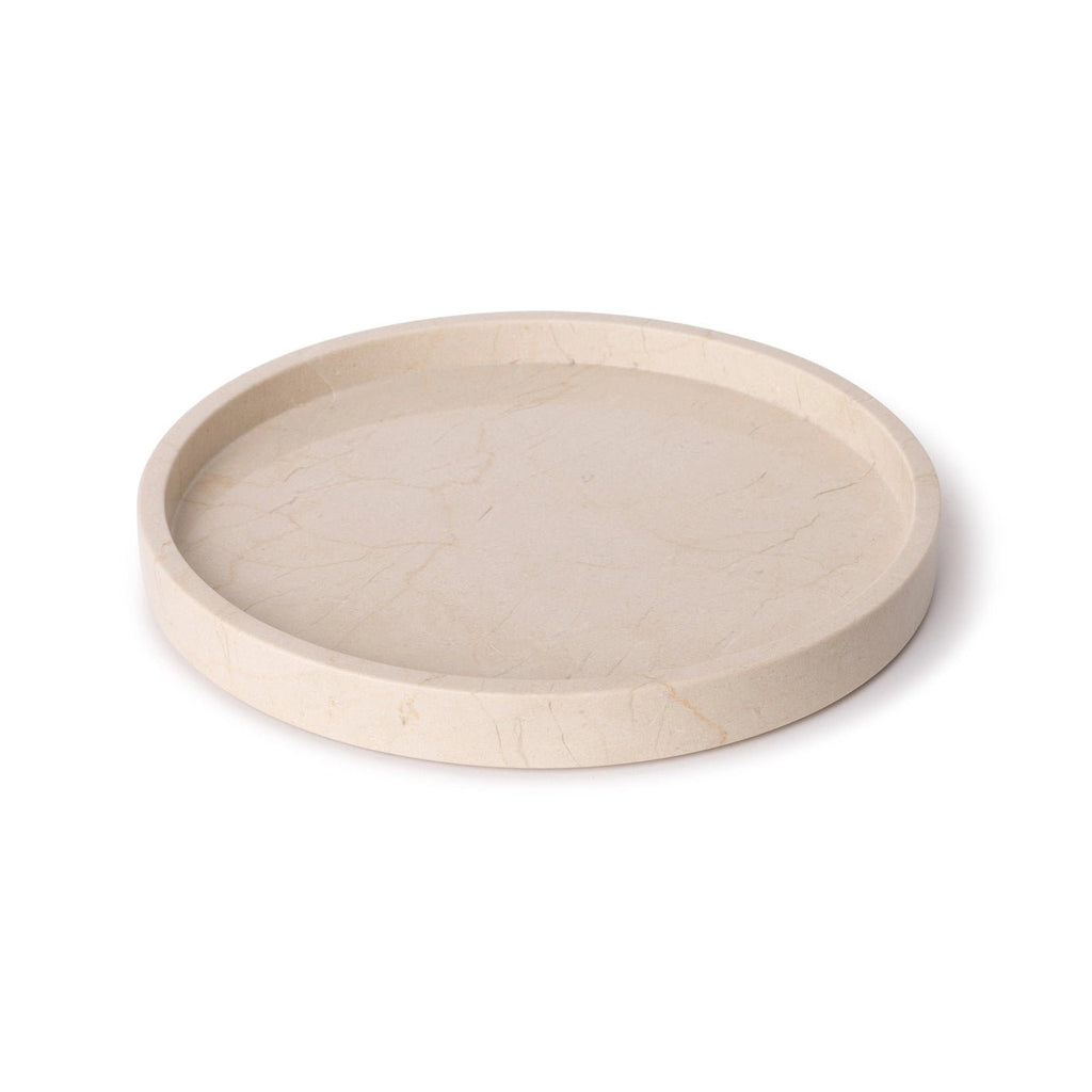 Rund marmor bakke med kant Ø30 cm - Adero Home - Travertin