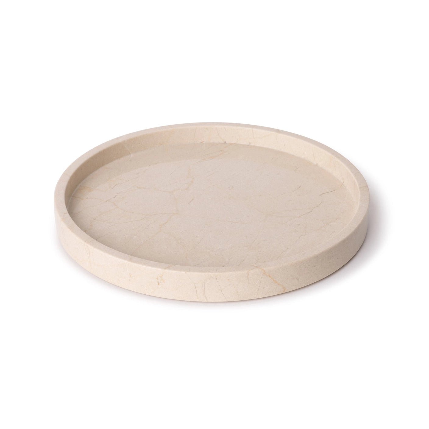 Rund marmor bakke med kant Ø30 cm - Adero Home - Travertin