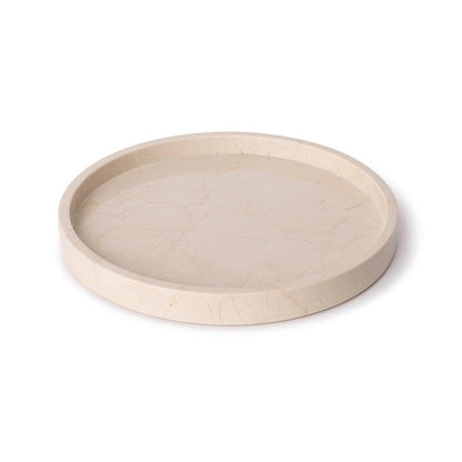Rund marmor bakke med kant Ø30 cm - Adero Home - Travertin