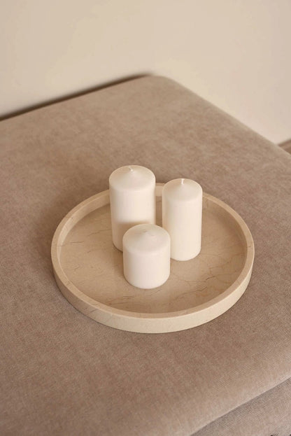 Rund marmor bakke med kant Ø30 cm - Adero Home - Travertin