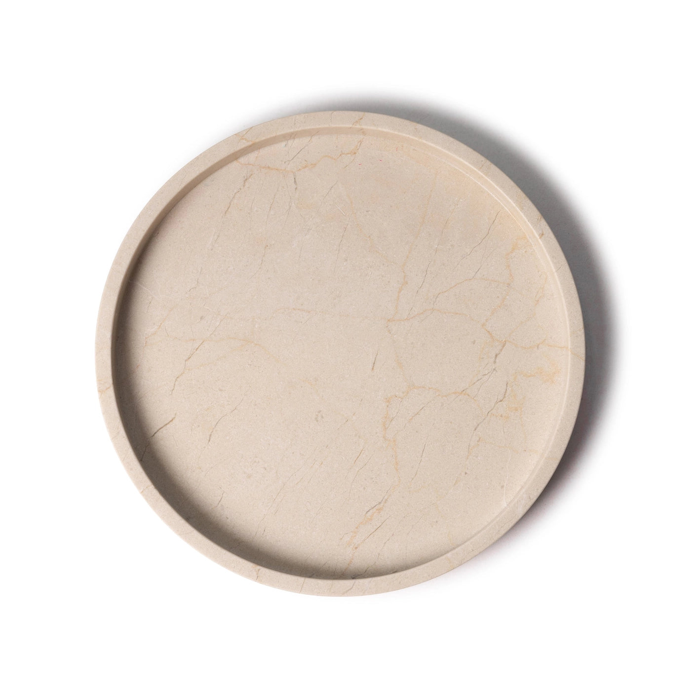 Rund marmor bakke med kant Ø30 cm - Adero Home - Travertin