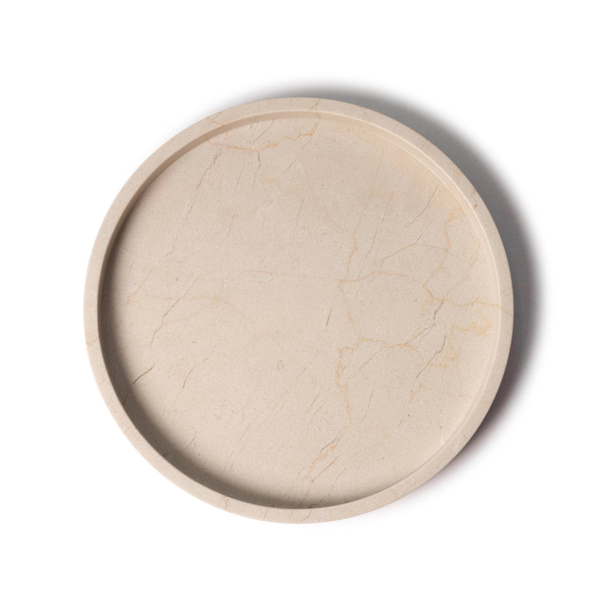 Rund marmor bakke med kant Ø30 cm - Adero Home - Travertin
