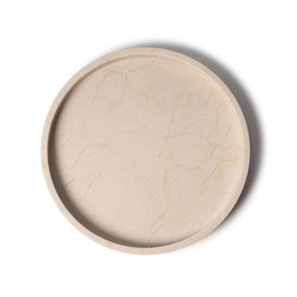 Rund marmor bakke med kant Ø30 cm - Adero Home - Travertin