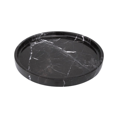 Rund marmor bakke med kant Ø30 cm - Adero Home - Sort