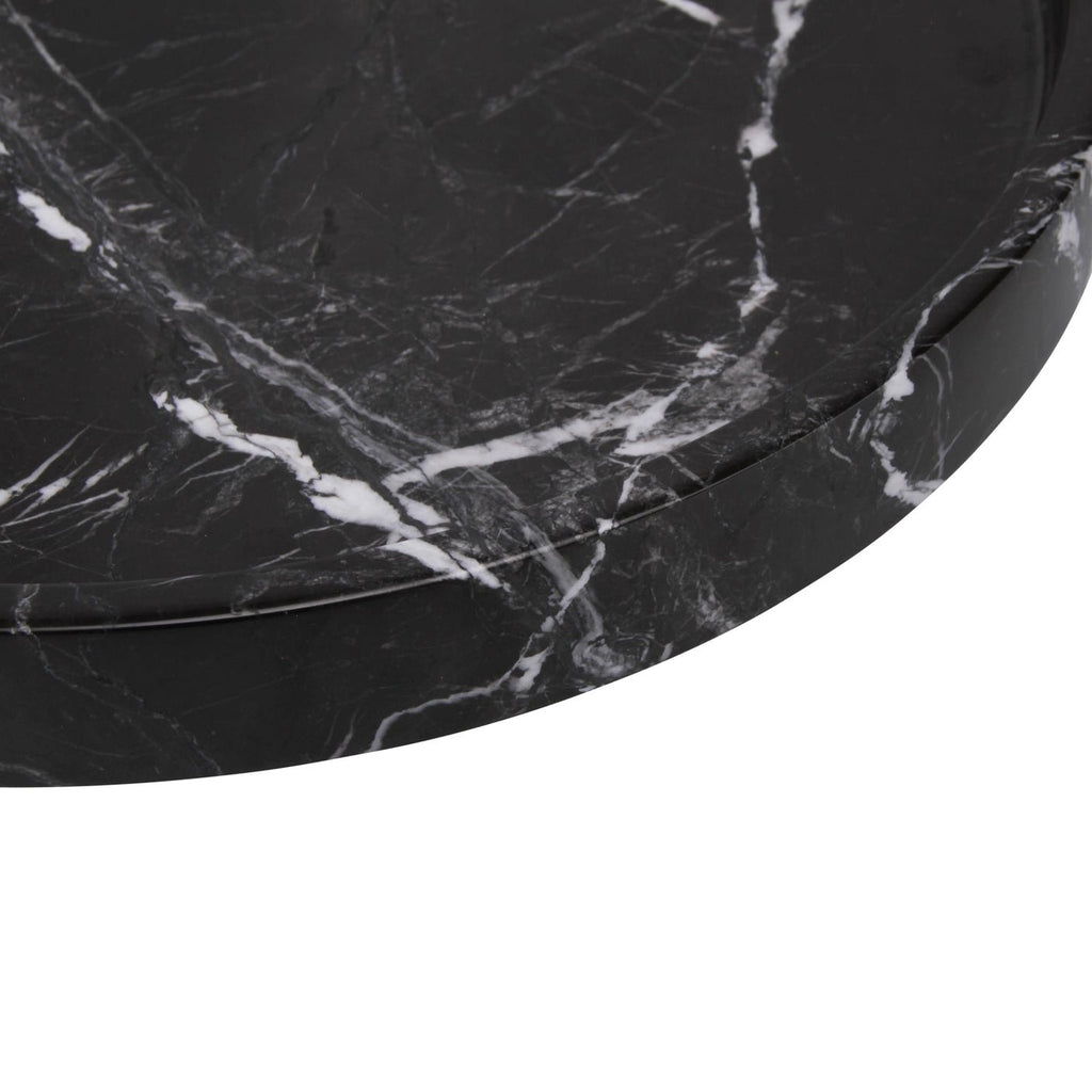 Rund marmor bakke med kant Ø30 cm - Adero Home - Sort