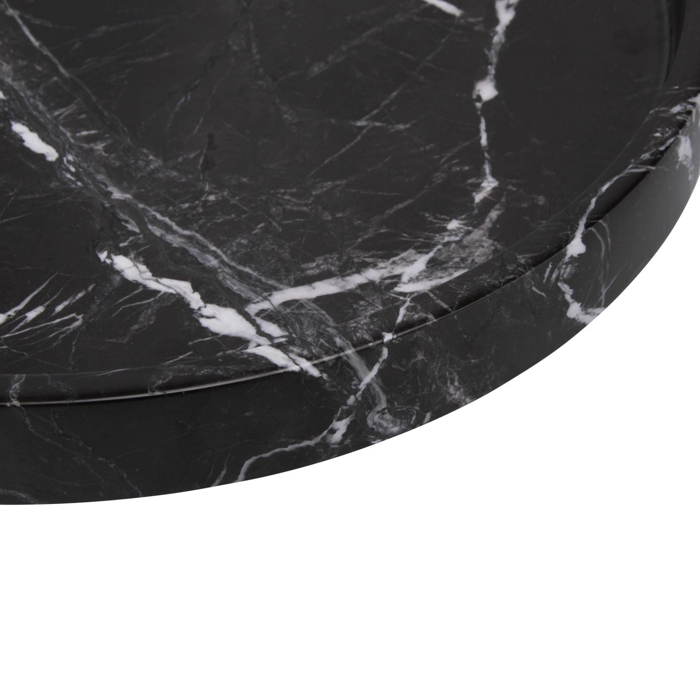 Rund marmor bakke med kant Ø30 cm - Adero Home - Sort