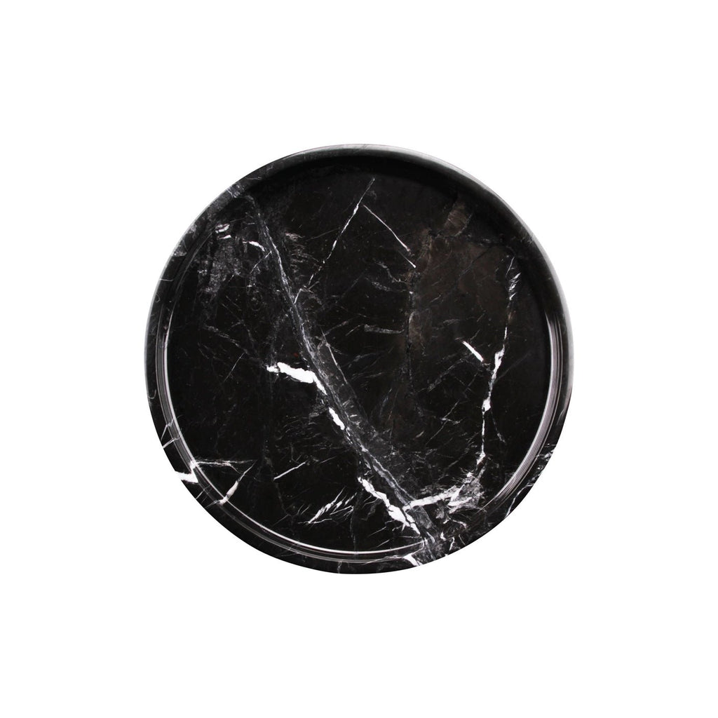 Rund marmor bakke med kant Ø30 cm - Adero Home - Sort