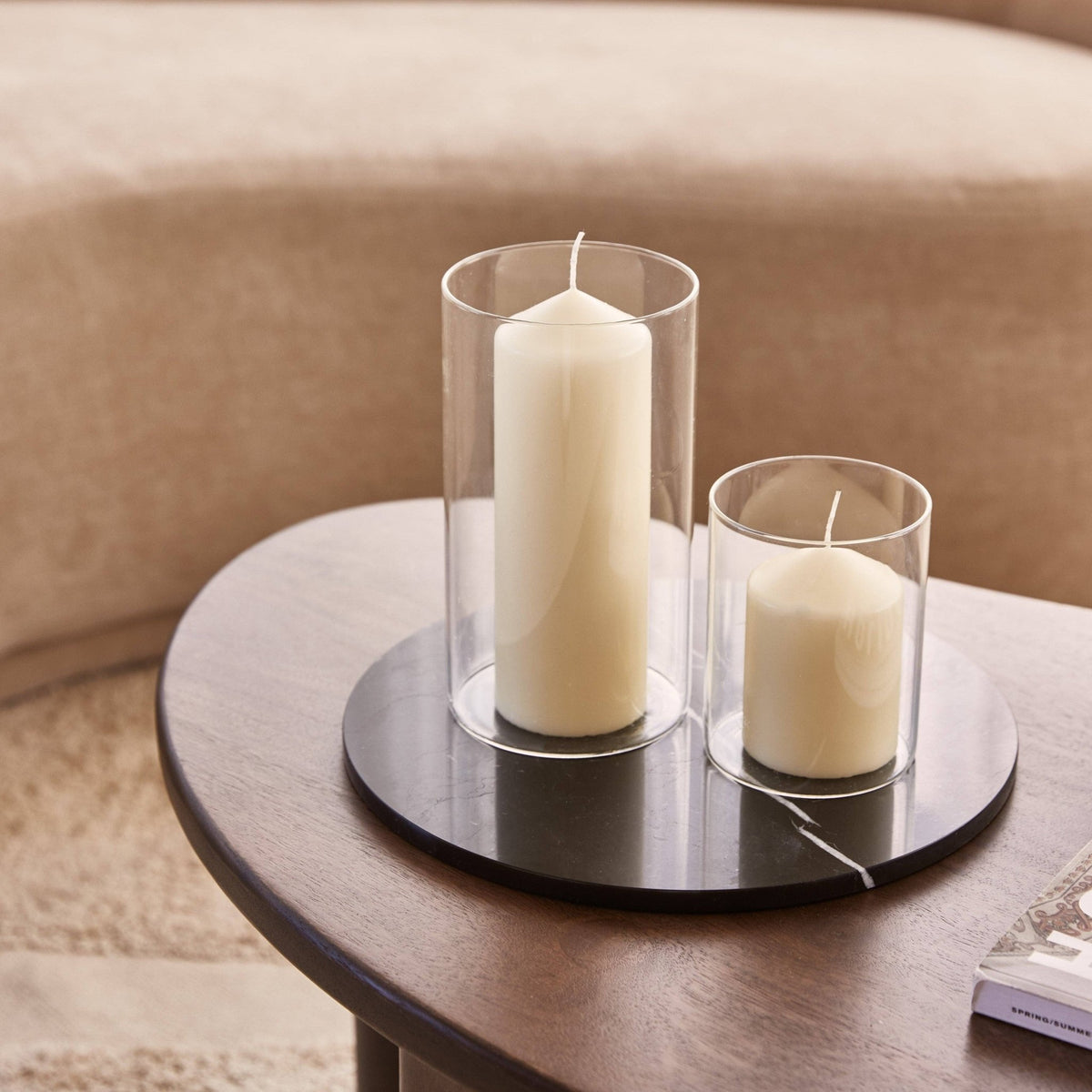 Rund marmor bakke Ø30cm - Adero Home - Sort