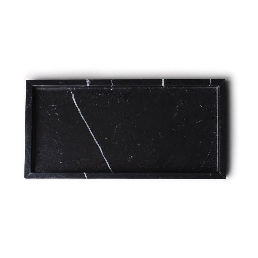 Marmor bakke med kant 15 × 30 cm - Adero Home - Sort
